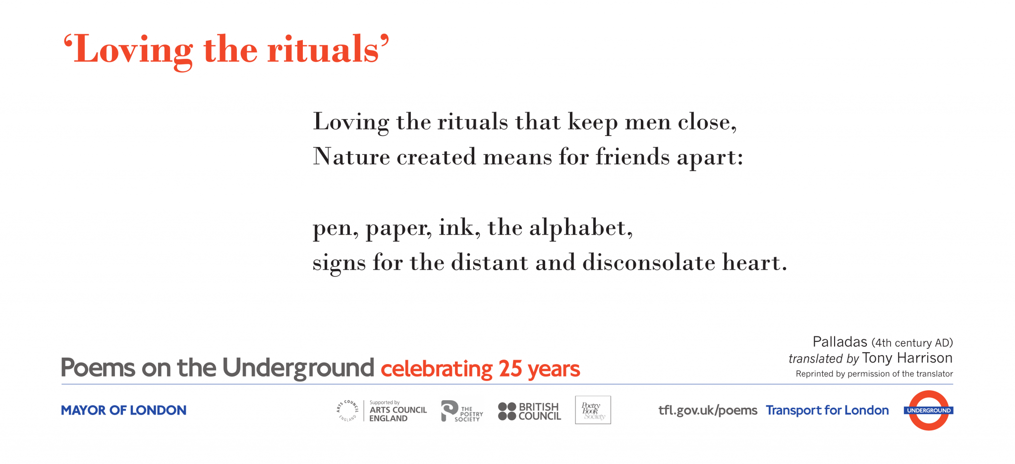 Loving the rituals – Poems on the Underground