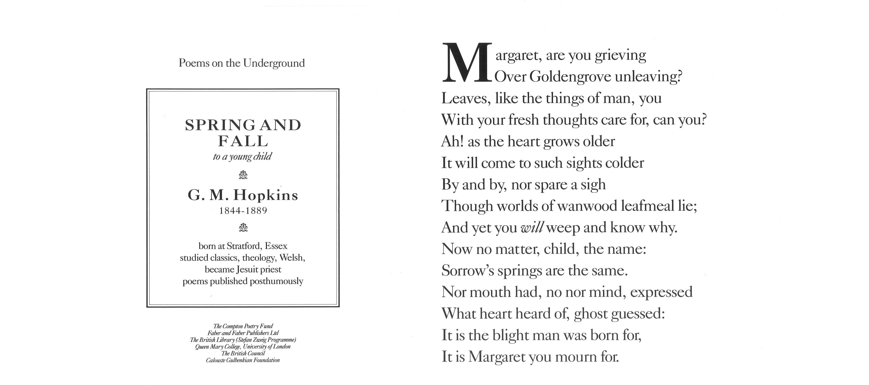 Spring and Fall – Poems on the Underground