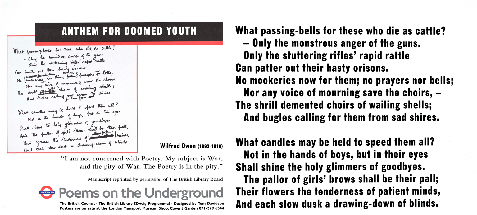 Anthem for Doomed Youth Poems on the Underground