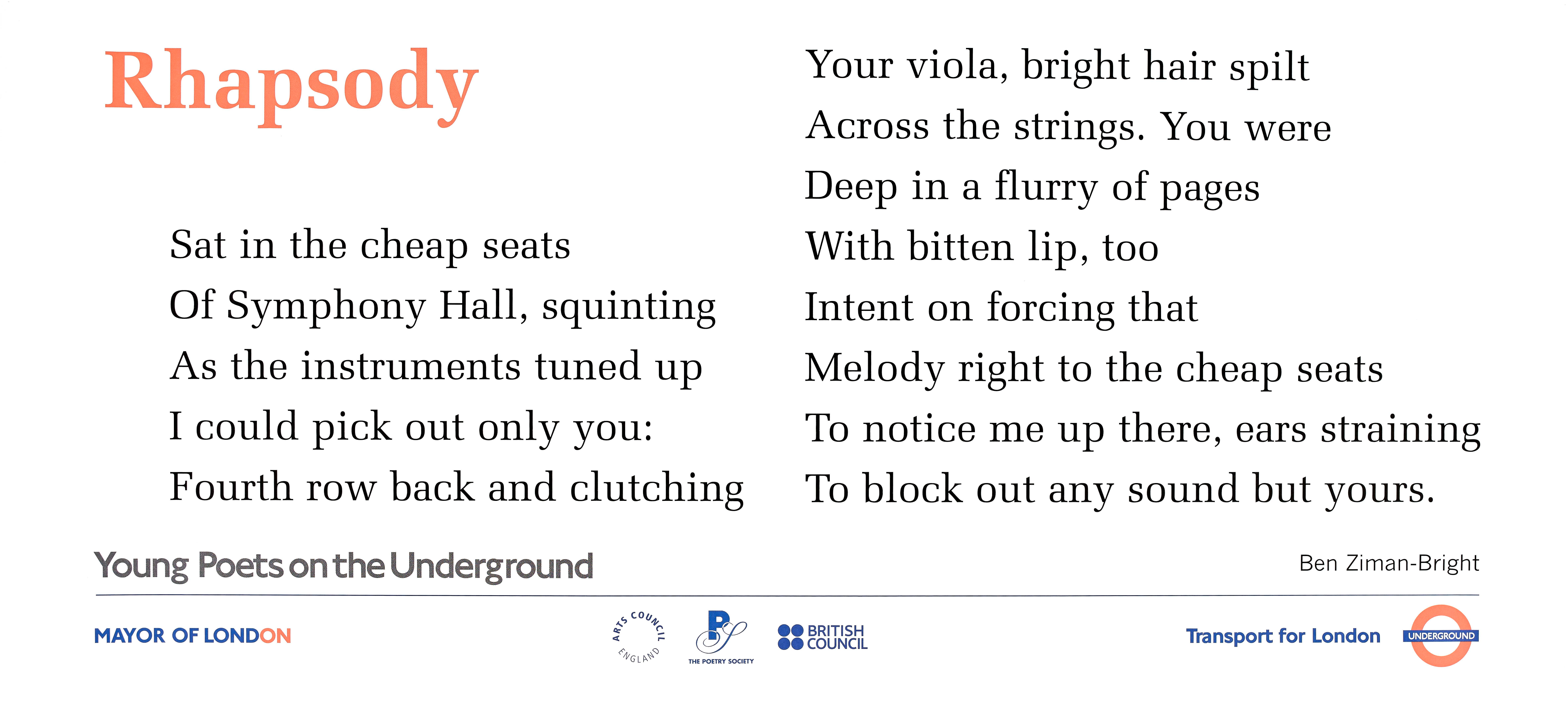 Rhapsody – Poems on the Underground